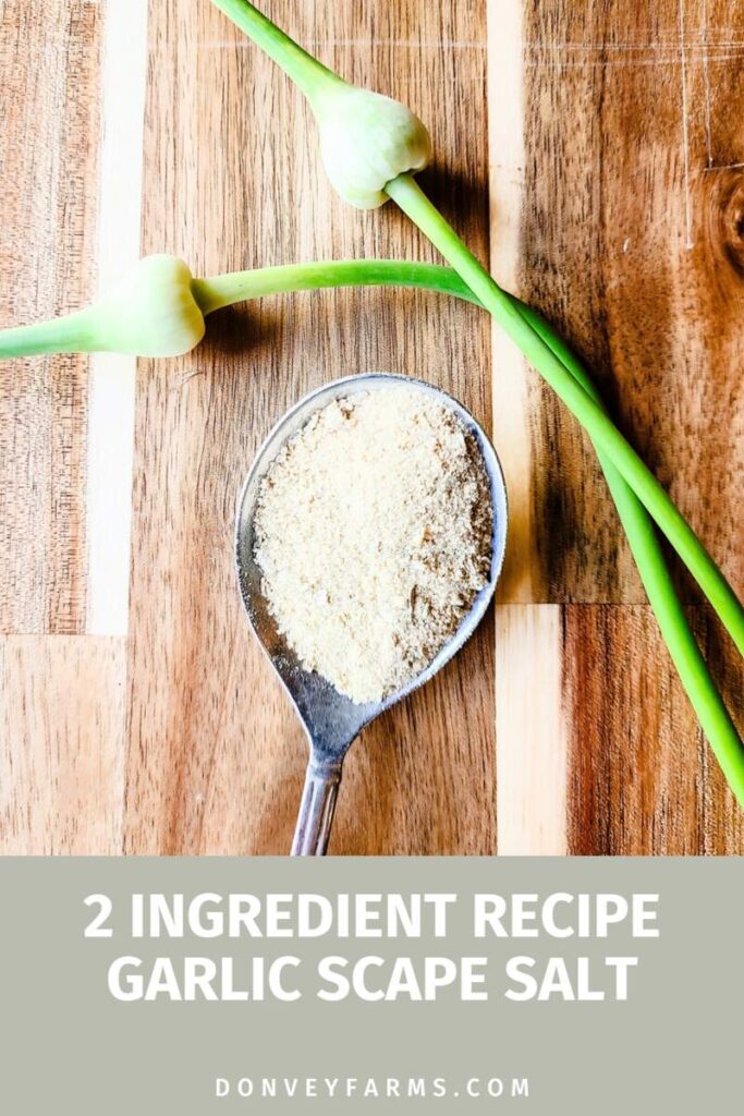 pinterest image for garlic scape salt recipe 