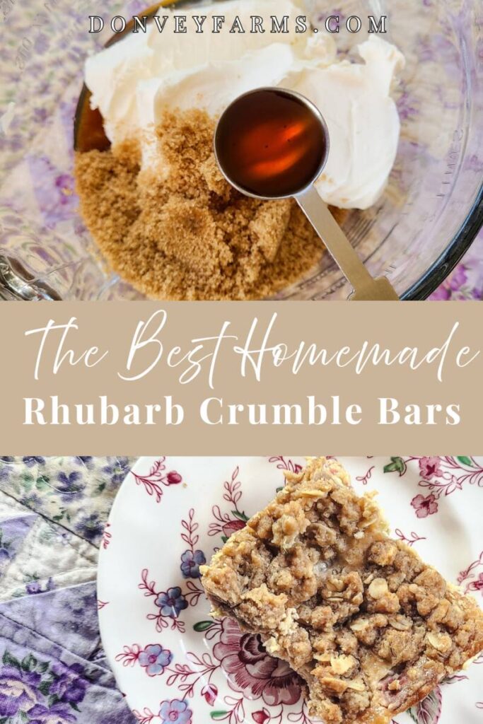 pinterest photo for Easy Rhubarb Crumble Cream Cheese Bars