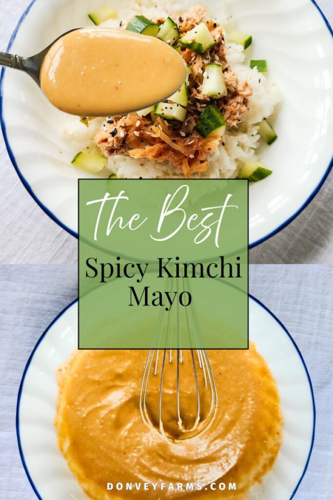 pinterest photo for spicy kimchi mayo recipe