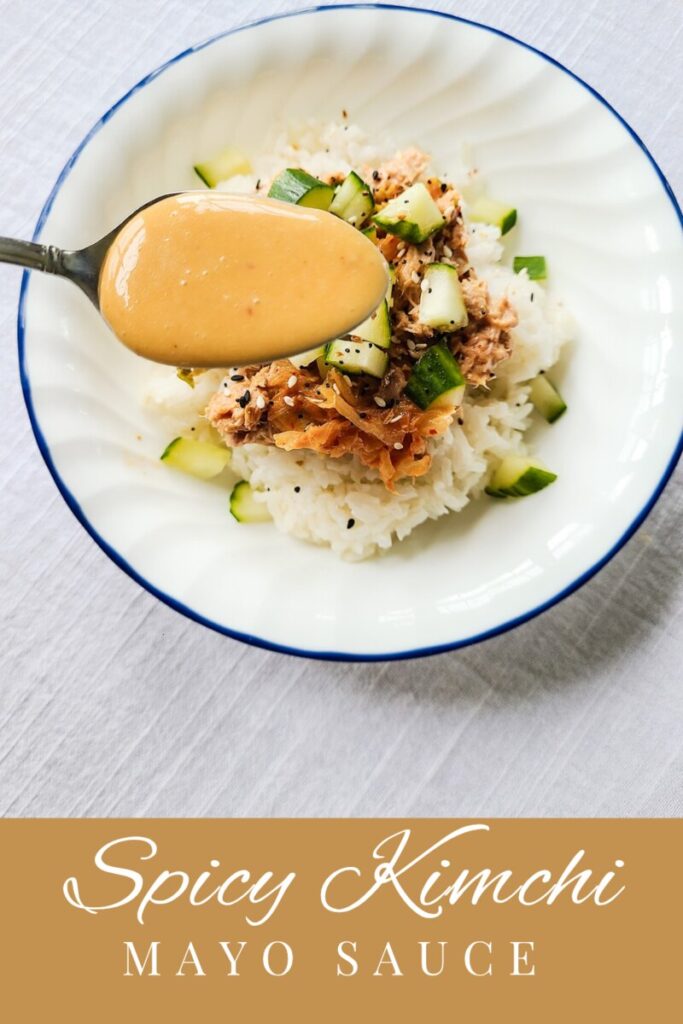 pinterest photo for spicy kimchi mayo recipe